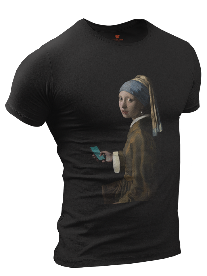 Girl with a smart phone Premium Fitted T-shirt