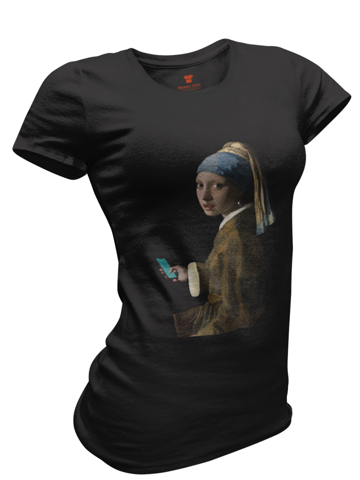 Girl with a smart phone Premium Fitted T-shirt