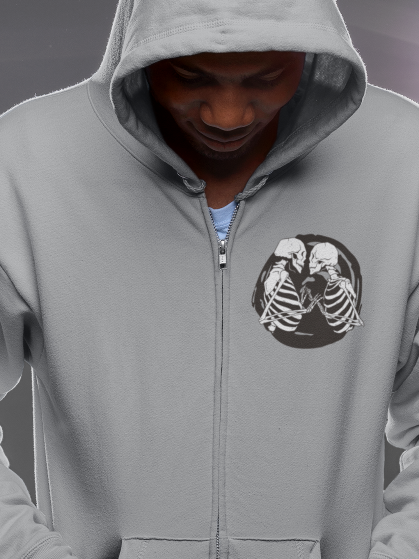 Kissing Skeletons Zip Hoodie