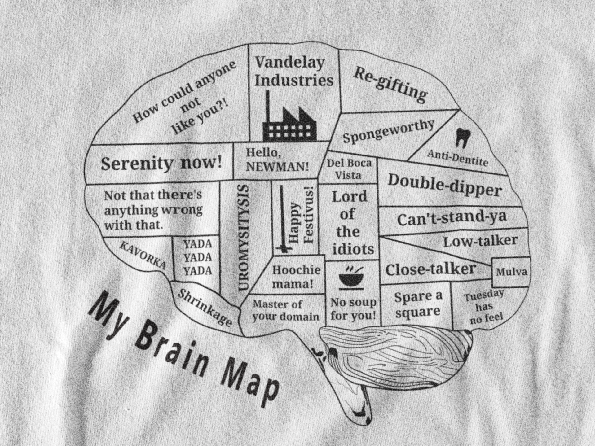 Seinfeld Brain Map T shirt, Funny T shirt, Seinfeld Quote, Seinfeld