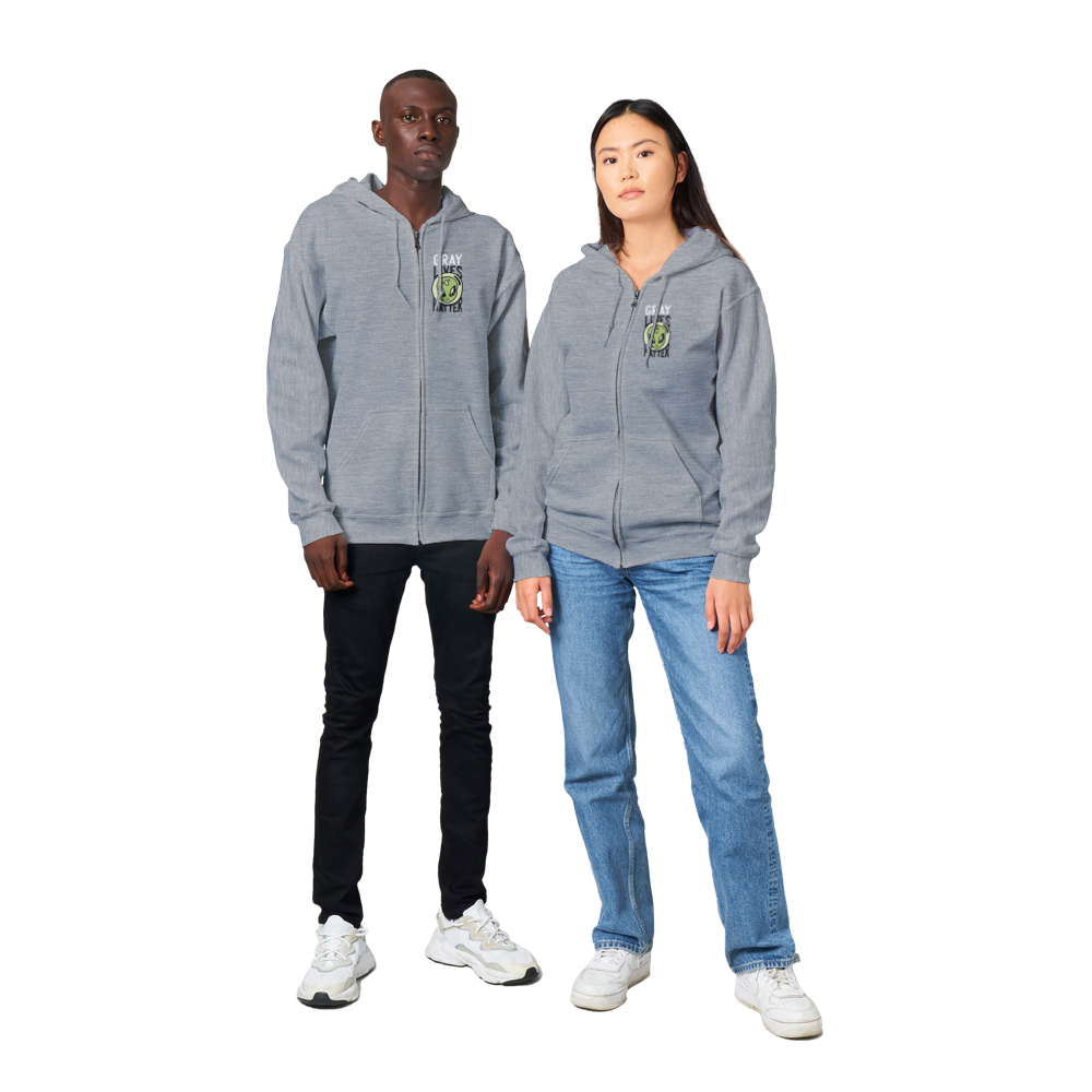 Gray Lives Matter Unisex Zip Hoodie