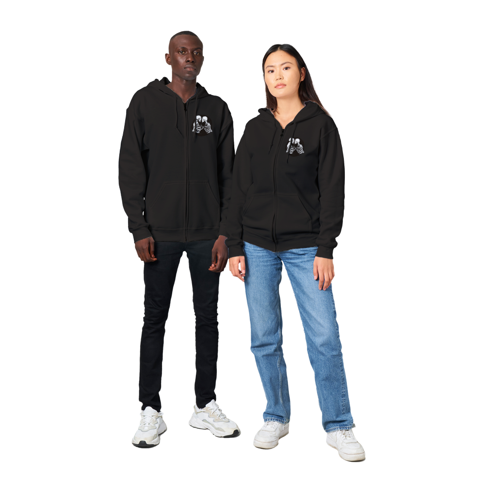 Kissing Skeletons Unisex Zip Hoodie